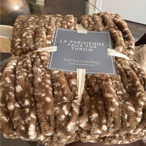 Soft Surroundings Brown Faux Fur Throw